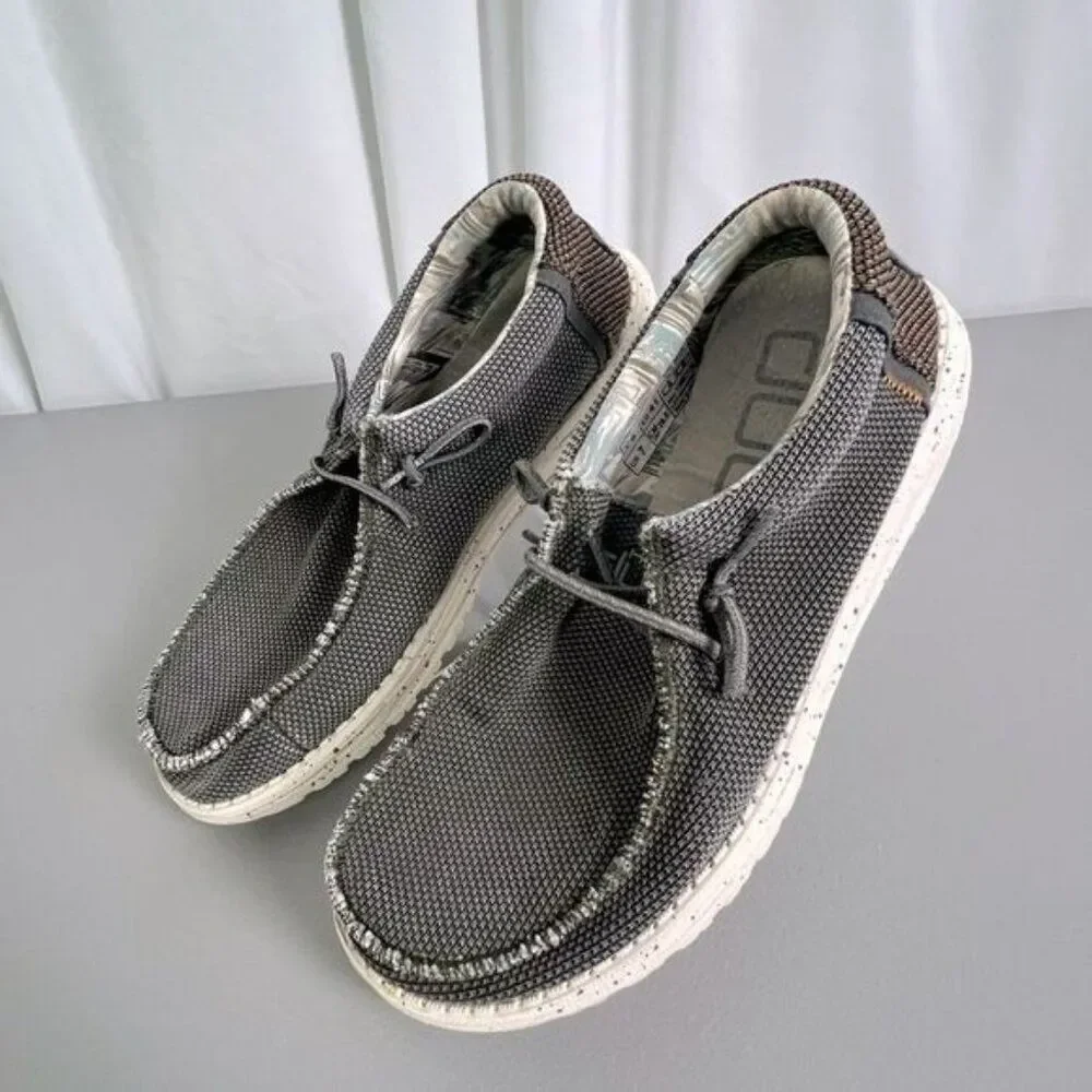 HEY DUDE MENS SKIP ON LOAFERS GRAY BLEND SIZE 8